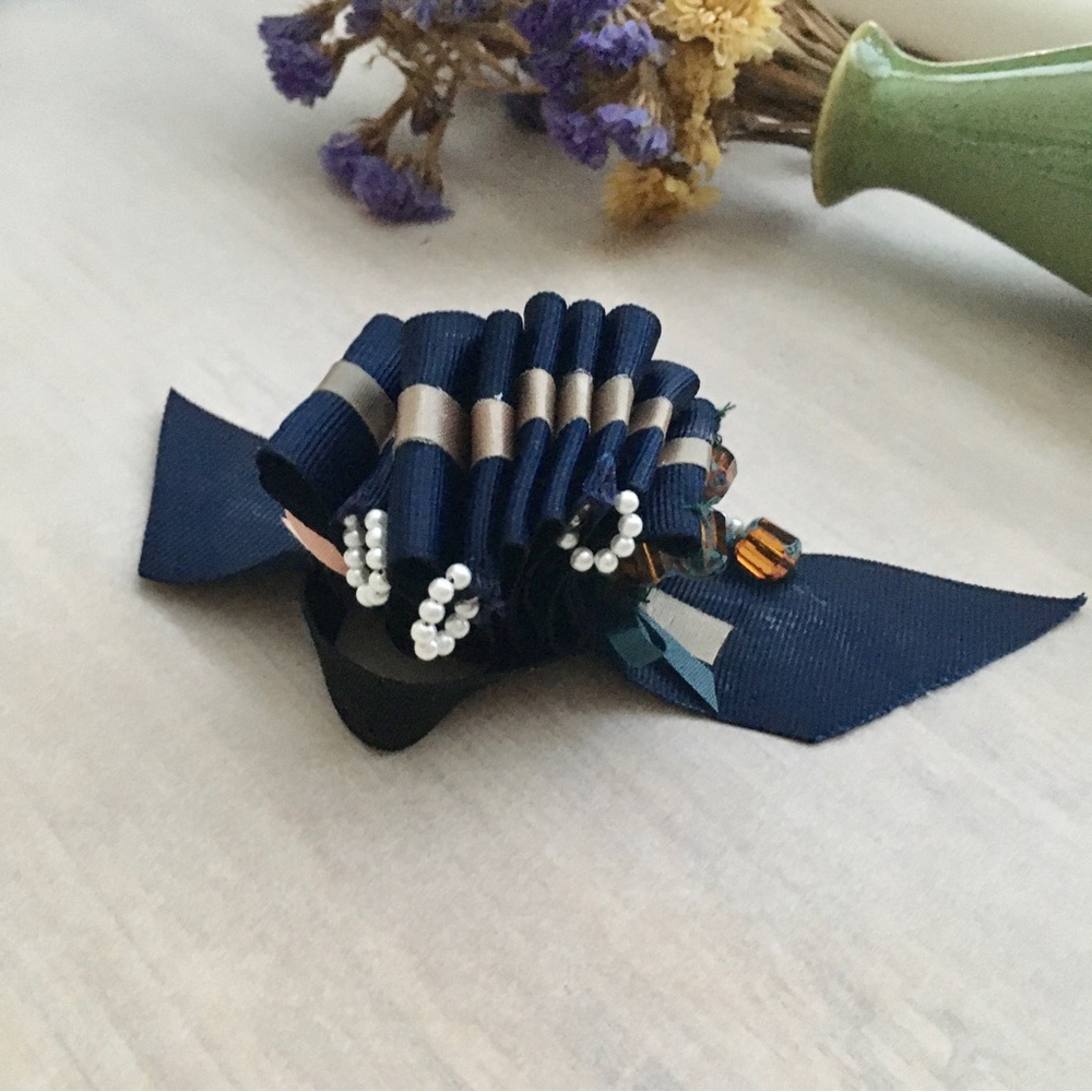 Embellished Ribbon Hair Ponytail Bun Tie Wristband | Hand Sewn